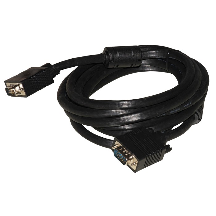 CAVO VGA MONITOR 15 POLI MASCHIO/MASCHIO MT.1,80 CON FERRITE CON 15 FILI COLLEGATI COLORE NERO