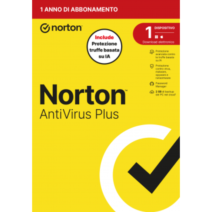 NORTON LIFELOCK 21483645 NORTON ANTIVIRUS PLUS 2026 ANTITRUFFA 1DEV 1Y 2GB