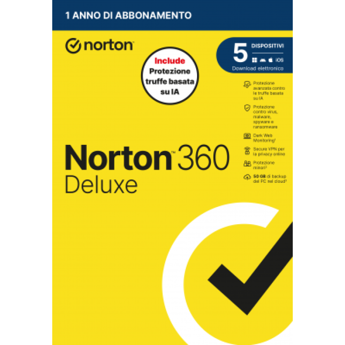 NORTON LIFELOCK 21483704 NORTON 360 DELUXE 2026 ANTITRUFFA 5DEV 1Y 50GB