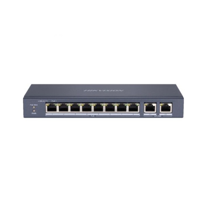 HIKVISION DS-3E0310P-E/M L2. Unmanaged. 8 10/100M RJ45 PoE ports.2 Gigabit