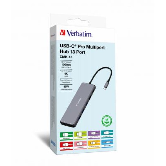 VERBATIM 32153 USB-C PRO MULTIPORT HUB 13 PORT CMH-13 8K SUPPORT