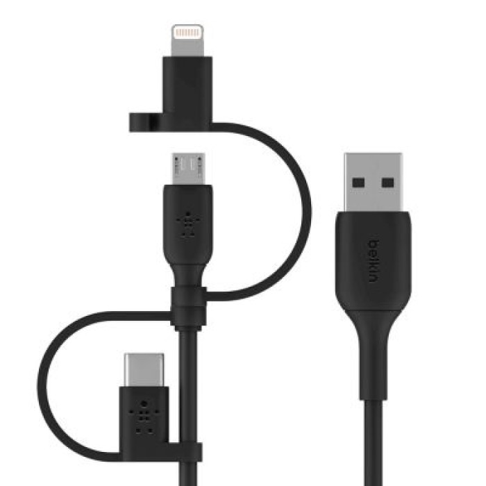 BELKIN CAC001BT1MBK CAVO USB-A A MICRO-USB / LIGHTNING / USB-C 1M NERO