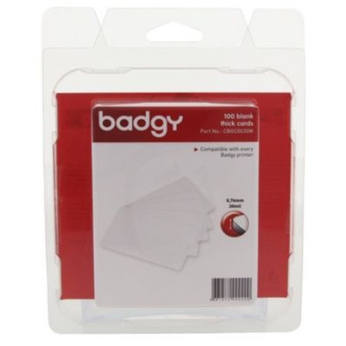 BADGY CBGC0030W 100 CARTE PVC SPESSA (30MIL - 0.76 MM) PER BADGY