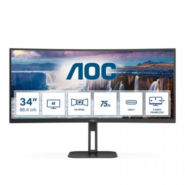AOC CU34V5C/BK 34  CURVED  3440X1440 4X USB 3.2 DP ALT