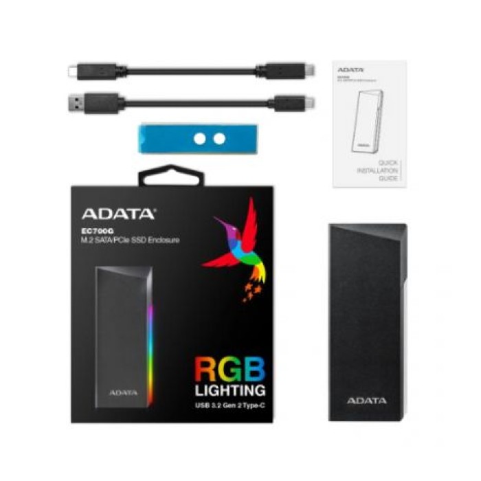 ADATA TECHNOLOGY B.V. AEC700GU32G2-CGY ADATA BOX ESTERNO M.2 PCIE/SATA SSD RGB USB-C