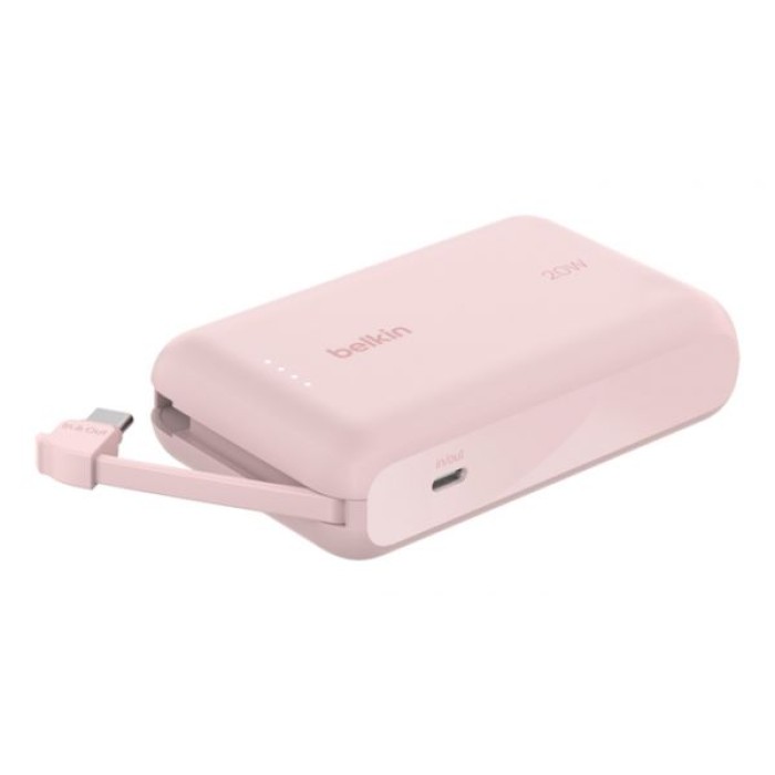BELKIN BPB021HQPK 10K PD20W INTEGRATED USB-C CABLE POWER BANK. PINK