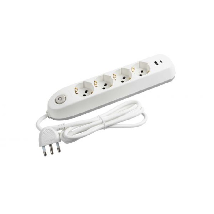 LEGRAND BT-3684DBU MULTIPRESA 4 SCHUKO/BIPAS+INTER+2USB BIANCO