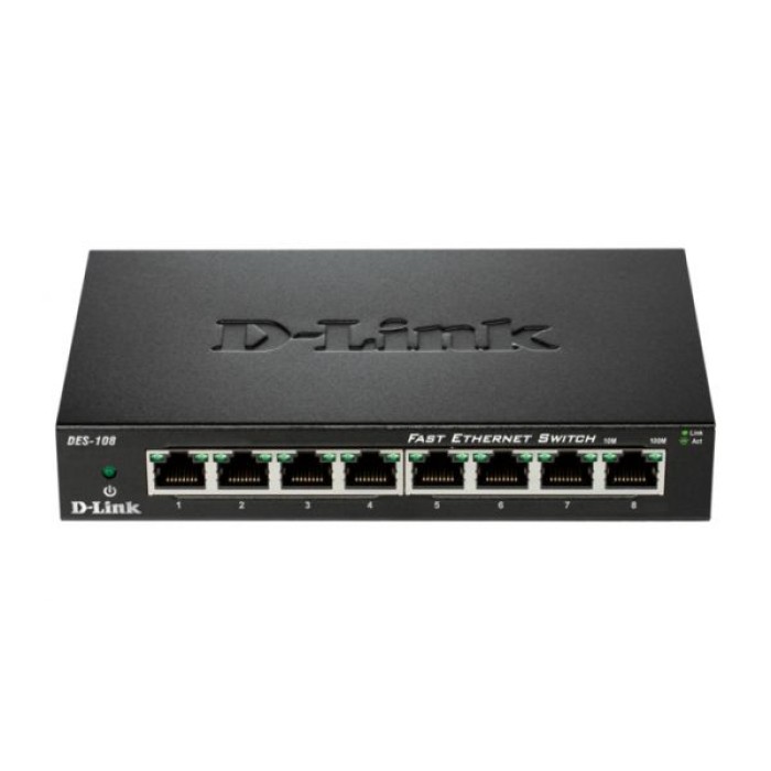 D-LINK DES-108 8PORT 10 100 FAST ETHERNET UNMANAGED METAL HOUSING