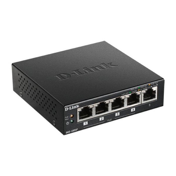 D-LINK DGS-1005P 5-PORT DESKTOP GIGABIT POE+ SWITCH