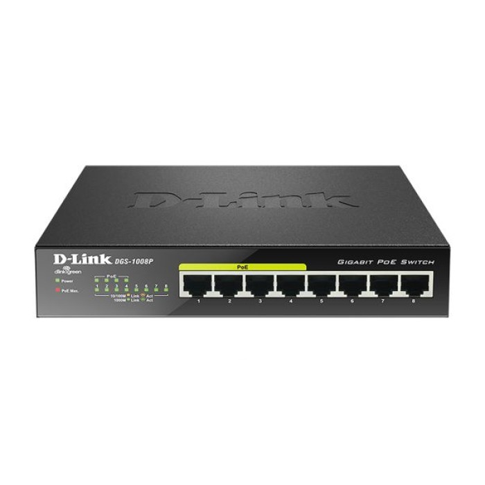 D-LINK DGS-1008P SWITCH DESKTOP 8PORTE 10 100 1000  W  4 POE PORTS
