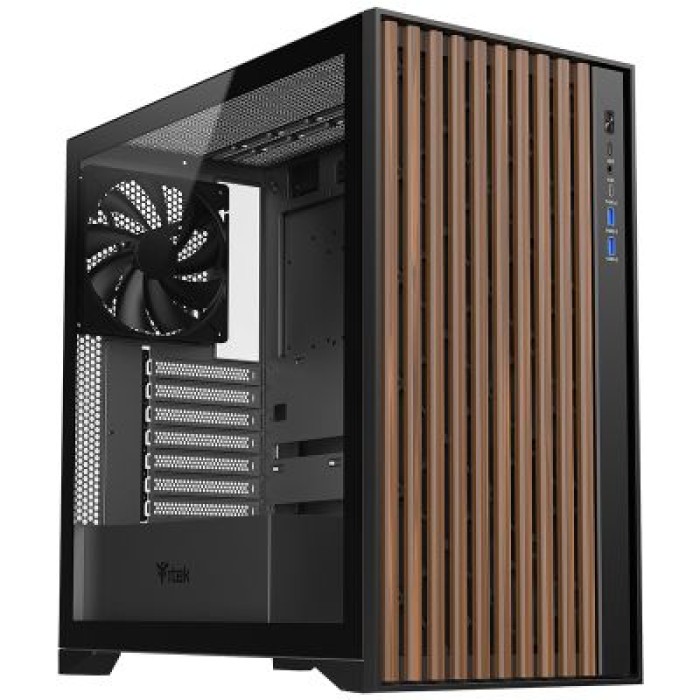 ITEK ITGCAWO28B CASE WOODY - GAMING TOWER. ATX. 3X14CM BLACK FAN