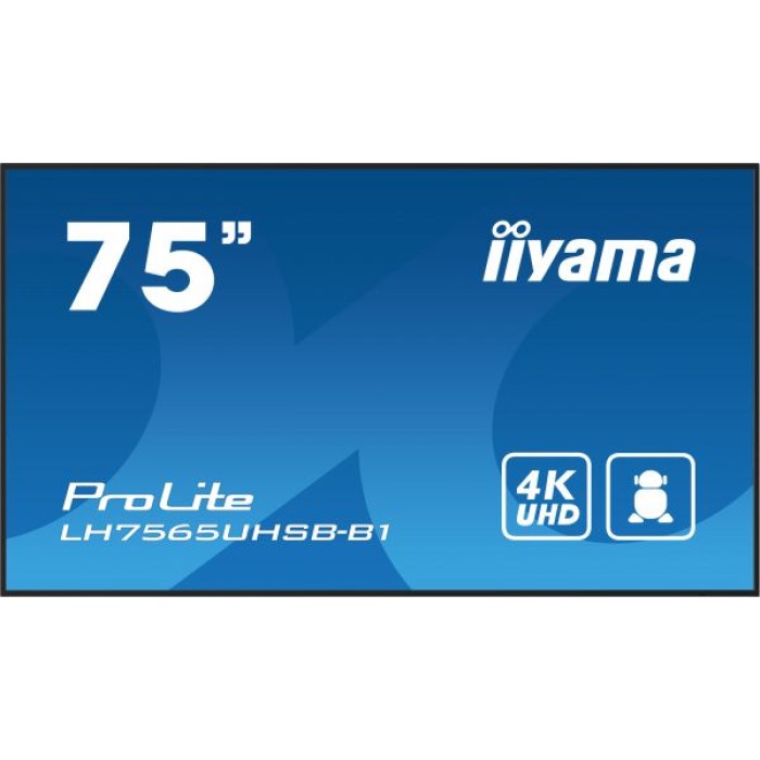 IIYAMA LH7565UHSB-B1 75  LCD UHD 800cd/m2 android wifi 24/7 hdmi dp