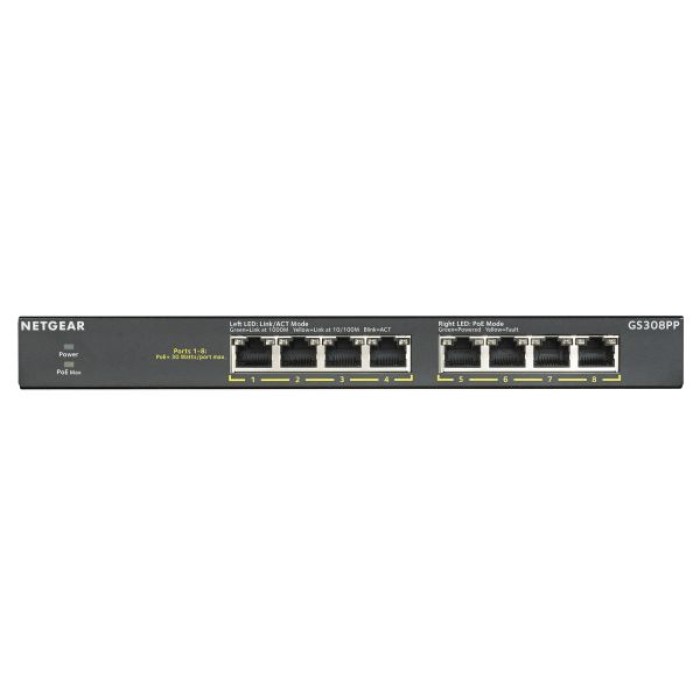 NETGEAR GS308PP-100EUS 8PT GE UNMANAGED SWCH W/POE/POE+