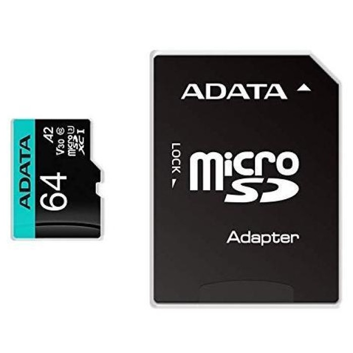 ADATA TECHNOLOGY B.V. AUSDX64GUI3V30SA2-RA1 ADATA MICROSD 64GB UHS-I U3 V30S A2 100-75MB/S