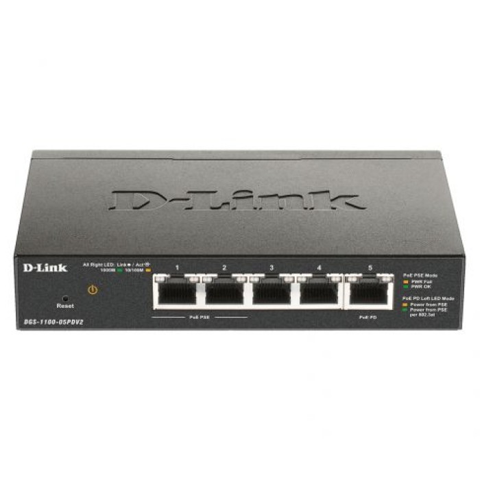 D-LINK DGS-1100-05PDV2 5-PORT GIGABIT POE SMART MANAGED SWITCH WITH 1 PD