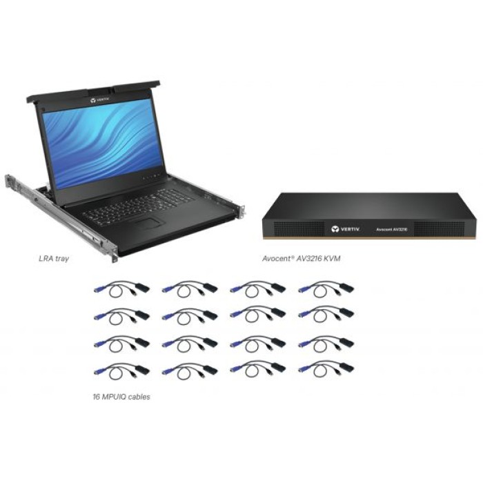 VERTIV LRA185KMM16D-001 LCD.16P KVM. 16 CABLES. USB KB-US INTL