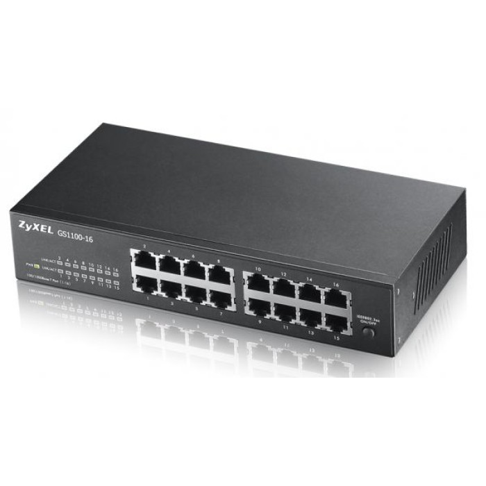 ZYXEL GS1100-16-EU0103F SWITCH UNMANAGED. 16 PORTE GIGABIT DESKTOP/RACK