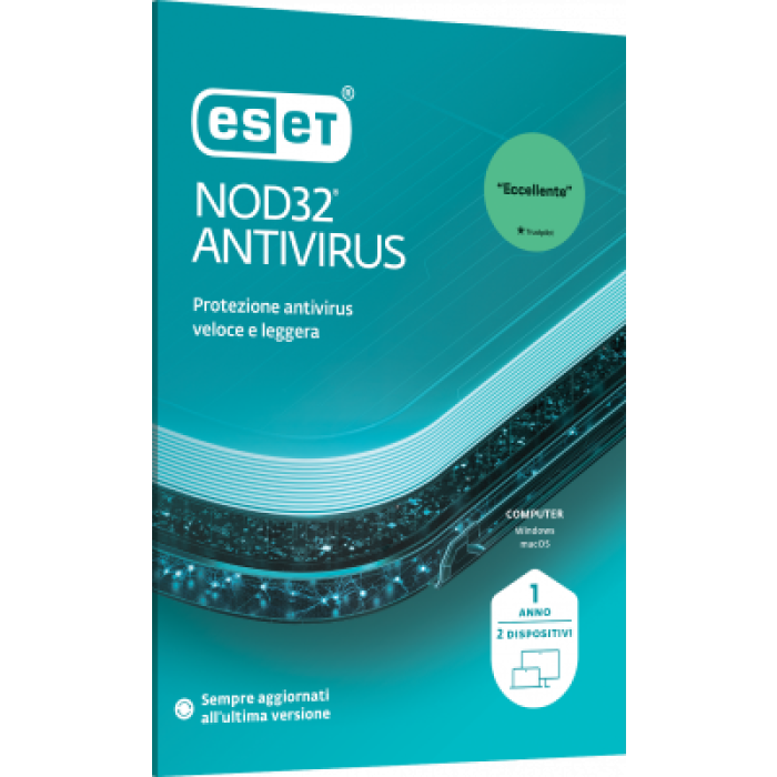 ES - ESET EAVH-N1-A2-BOX ESET NOD32 ANTIVIRUS 2 UTENTI 1YR NUOVO