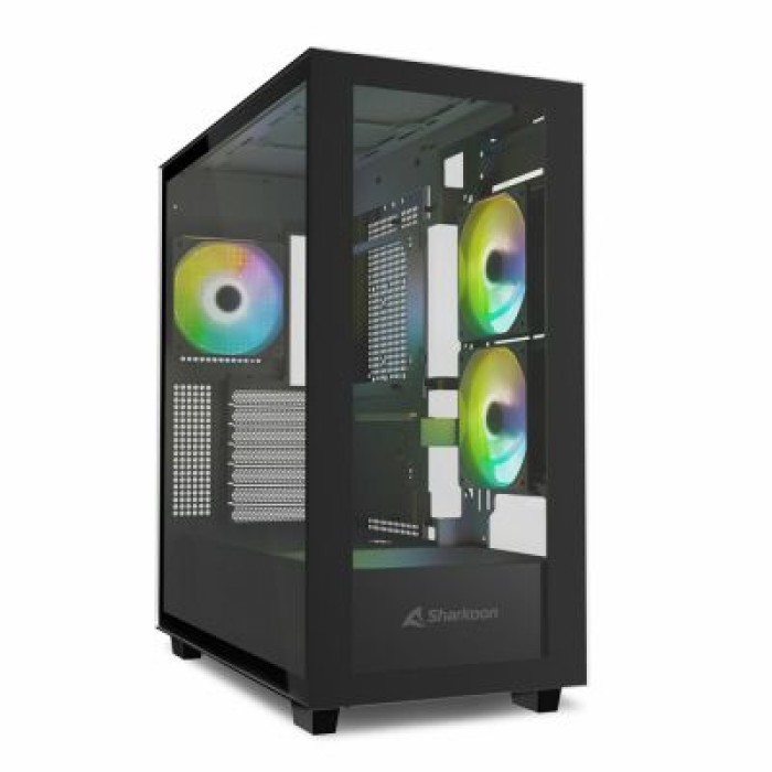 SHARKOON REBEL C60 BLACK RGB ATX 2X U3. 1X TYPE-C.TRRS. 2X TG. 4X 120 ARGB PWM