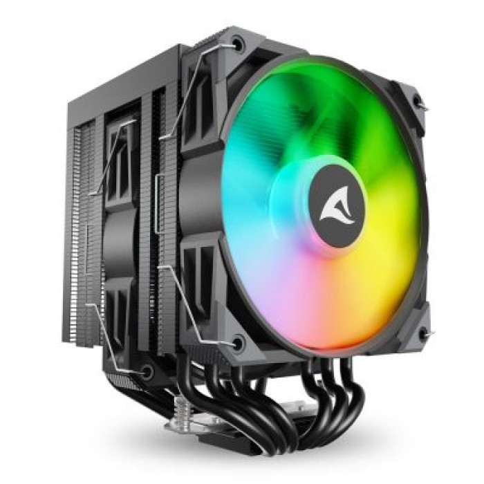 SHARKOON A60 RGB BLACK AIR COOLER 120MM ARGB PWM + 120MM PWM. DIRECT TOUCH. TDP 260W