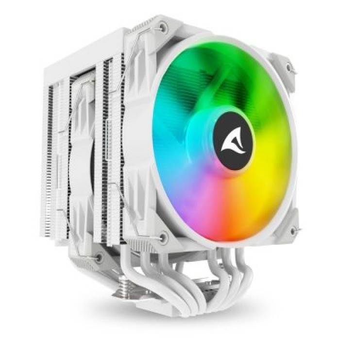 SHARKOON A60 RGB WHITE AIR COOLER 120MM ARGB PWM + 120MM PWM. DIRECT TOUCH. TDP 260W