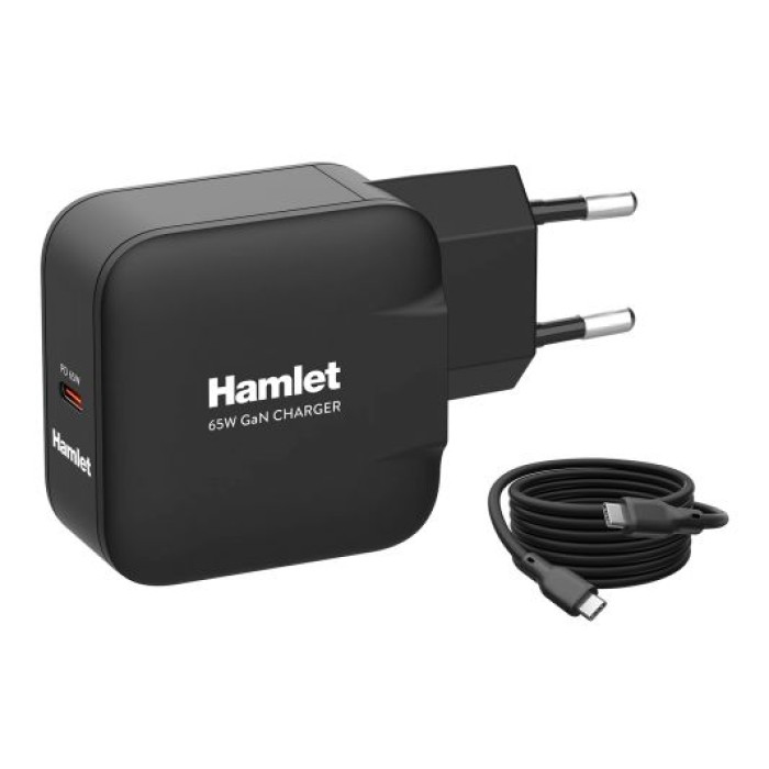 HAMLET XPDG-65WC20 ALIMENTATORE DA PARETE GAN USB-C PD 65W CAVO 2MT